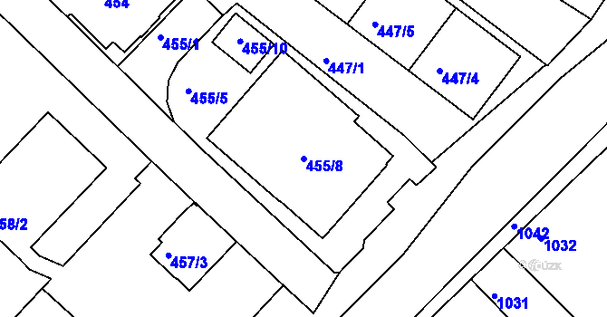 Parcela st. 455/8 v KÚ Jedovnice, Katastrální mapa