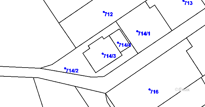 Parcela st. 714/3 v KÚ Jedovnice, Katastrální mapa