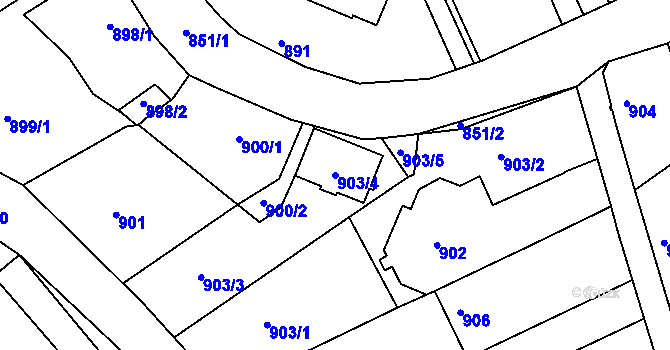 Parcela st. 903/4 v KÚ Jedovnice, Katastrální mapa