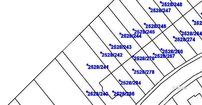 Parcela st. 2528/242 v KÚ Jedovnice, Katastrální mapa
