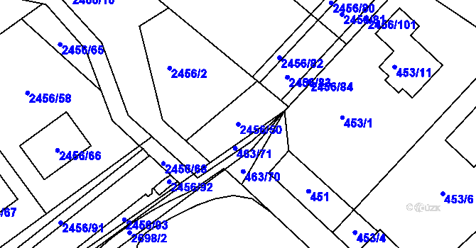 Parcela st. 2456/50 v KÚ Jedovnice, Katastrální mapa