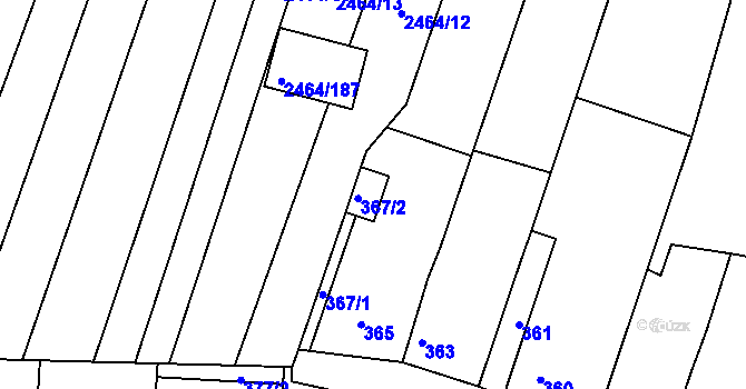 Parcela st. 367/2 v KÚ Jedovnice, Katastrální mapa