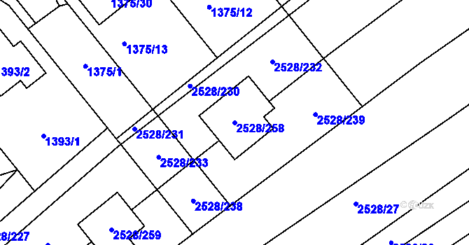 Parcela st. 2528/258 v KÚ Jedovnice, Katastrální mapa