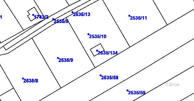 Parcela st. 2535/134 v KÚ Jedovnice, Katastrální mapa