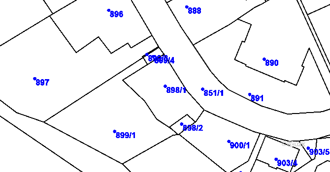 Parcela st. 898/1 v KÚ Jedovnice, Katastrální mapa