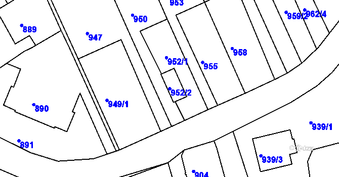 Parcela st. 952/2 v KÚ Jedovnice, Katastrální mapa