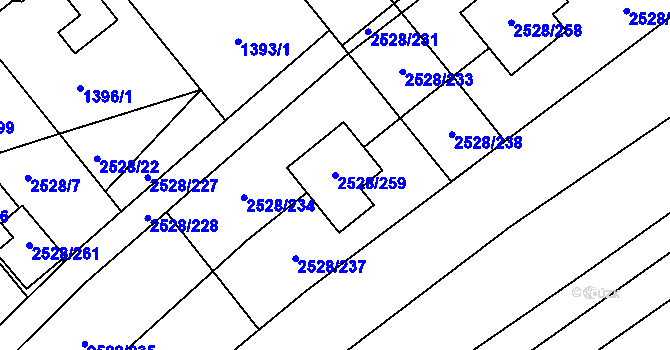 Parcela st. 2528/259 v KÚ Jedovnice, Katastrální mapa