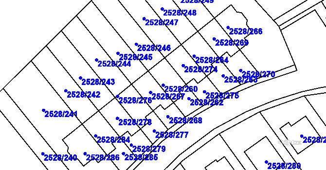 Parcela st. 2528/260 v KÚ Jedovnice, Katastrální mapa