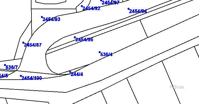Parcela st. 536/4 v KÚ Jedovnice, Katastrální mapa