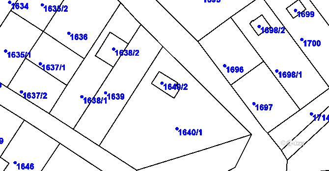 Parcela st. 1640/2 v KÚ Jedovnice, Katastrální mapa