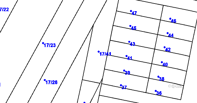 Parcela st. 17/41 v KÚ Jedovnice, Katastrální mapa