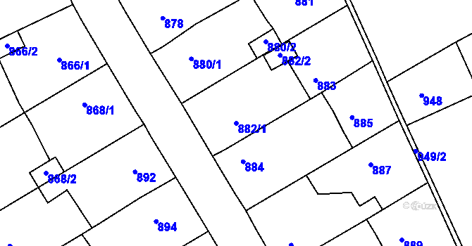 Parcela st. 882/1 v KÚ Jedovnice, Katastrální mapa