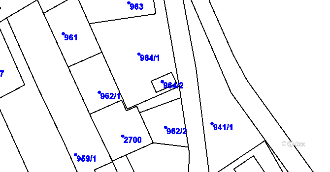 Parcela st. 964/2 v KÚ Jedovnice, Katastrální mapa