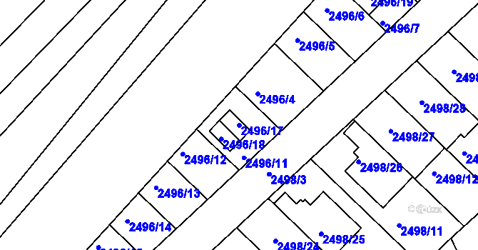 Parcela st. 2496/17 v KÚ Jedovnice, Katastrální mapa