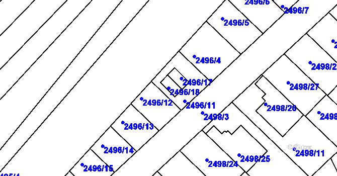 Parcela st. 2496/18 v KÚ Jedovnice, Katastrální mapa