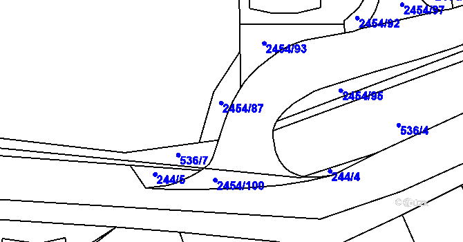 Parcela st. 2454/96 v KÚ Jedovnice, Katastrální mapa
