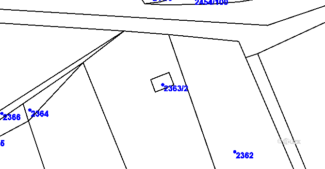 Parcela st. 2363/2 v KÚ Jedovnice, Katastrální mapa