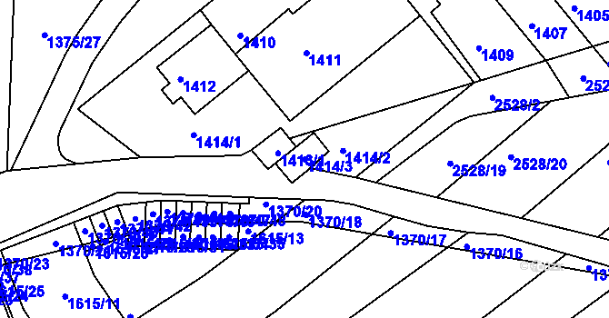 Parcela st. 1414/3 v KÚ Jedovnice, Katastrální mapa