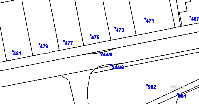 Parcela st. 244/9 v KÚ Jedovnice, Katastrální mapa