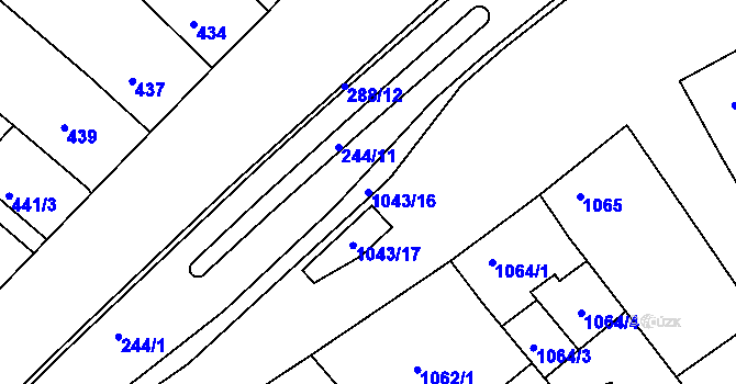 Parcela st. 1043/16 v KÚ Jedovnice, Katastrální mapa