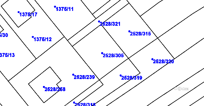 Parcela st. 2528/305 v KÚ Jedovnice, Katastrální mapa