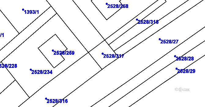 Parcela st. 2528/317 v KÚ Jedovnice, Katastrální mapa