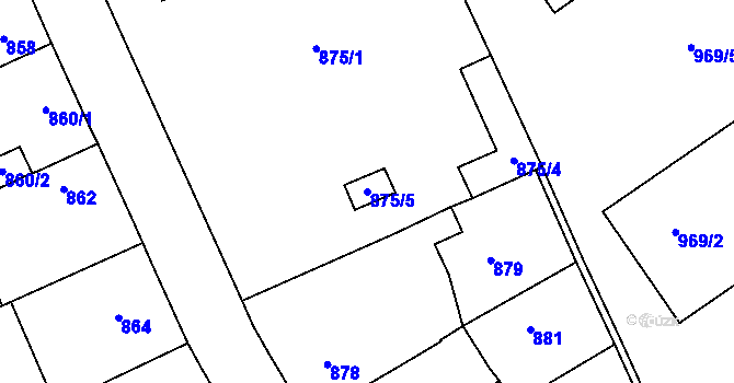 Parcela st. 875/5 v KÚ Jedovnice, Katastrální mapa