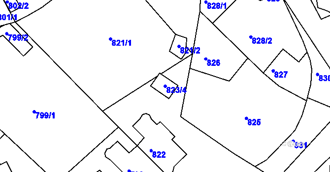 Parcela st. 823/4 v KÚ Jedovnice, Katastrální mapa