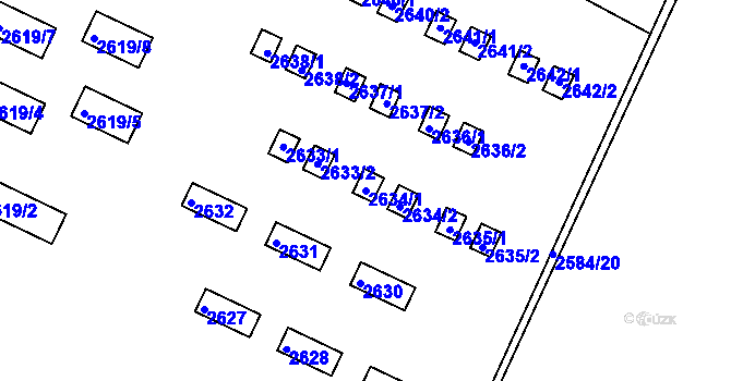 Parcela st. 2634/1 v KÚ Jedovnice, Katastrální mapa