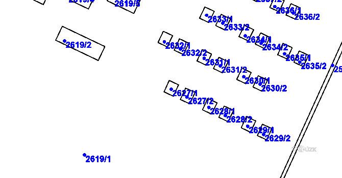 Parcela st. 2627/1 v KÚ Jedovnice, Katastrální mapa
