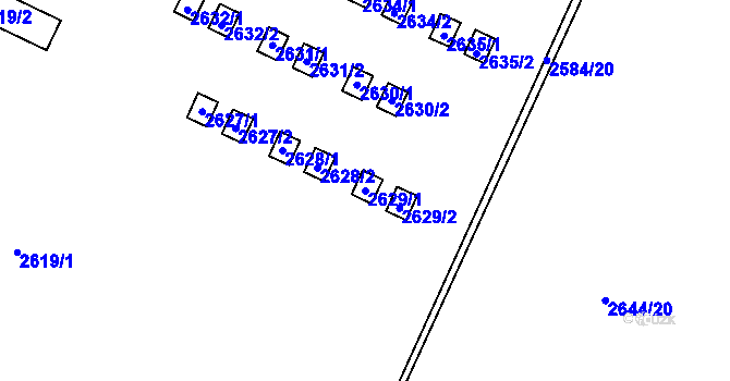 Parcela st. 2629/1 v KÚ Jedovnice, Katastrální mapa