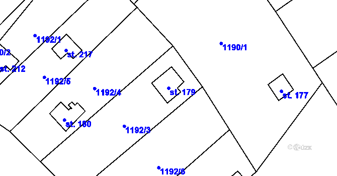 Parcela st. 179 v KÚ Hrádek u Jehnědí, Katastrální mapa