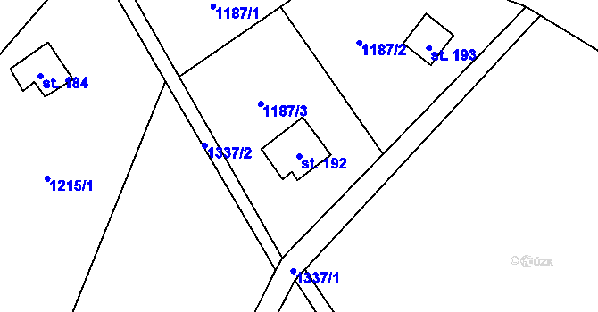 Parcela st. 192 v KÚ Hrádek u Jehnědí, Katastrální mapa