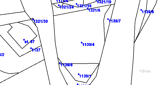 Parcela st. 1139/4 v KÚ Hrádek u Jehnědí, Katastrální mapa