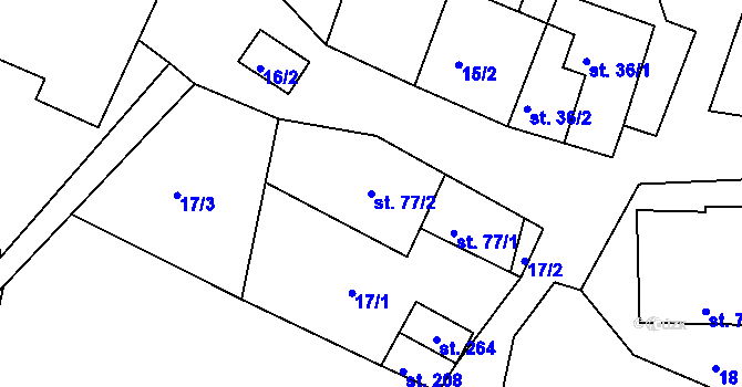 Parcela st. 77/2 v KÚ Jehnědí, Katastrální mapa