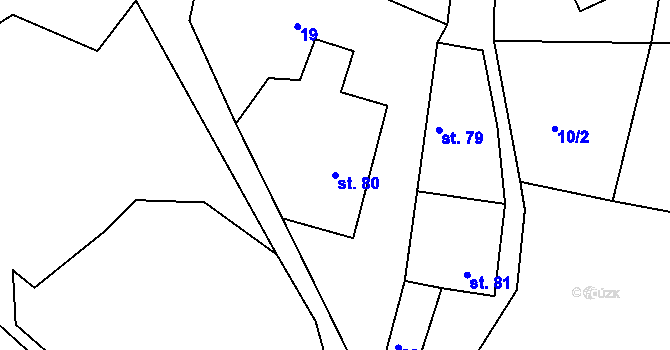 Parcela st. 80 v KÚ Jehnědí, Katastrální mapa
