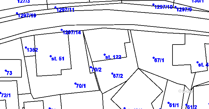 Parcela st. 122 v KÚ Jehnědí, Katastrální mapa
