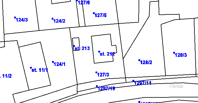Parcela st. 212 v KÚ Jehnědí, Katastrální mapa