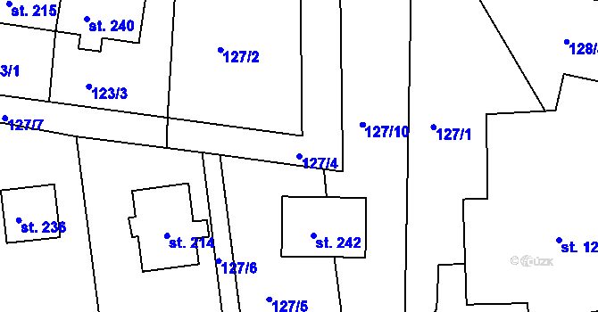 Parcela st. 127/4 v KÚ Jehnědí, Katastrální mapa