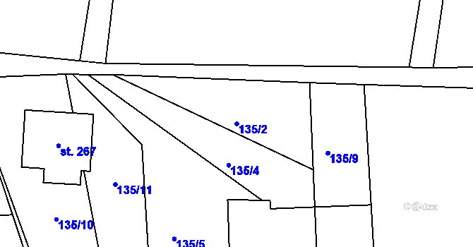 Parcela st. 135/2 v KÚ Jehnědí, Katastrální mapa