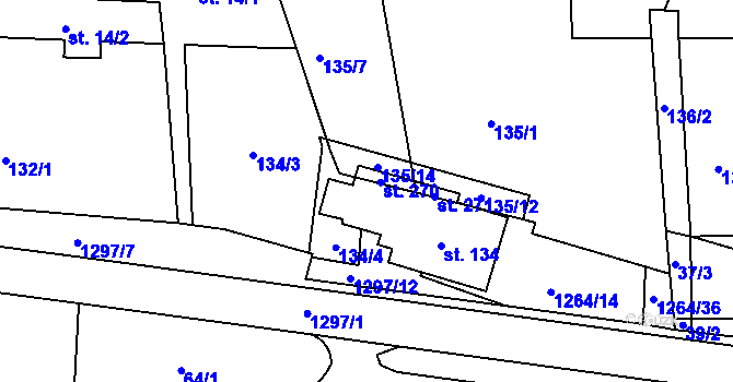 Parcela st. 135/6 v KÚ Jehnědí, Katastrální mapa