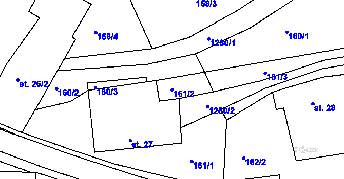 Parcela st. 161/2 v KÚ Jehnědí, Katastrální mapa