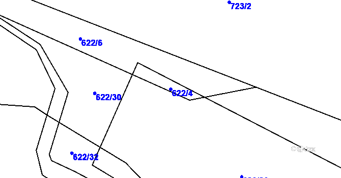 Parcela st. 622/4 v KÚ Jehnědí, Katastrální mapa