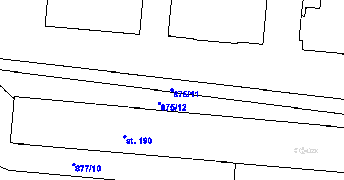 Parcela st. 875/11 v KÚ Jehnědí, Katastrální mapa