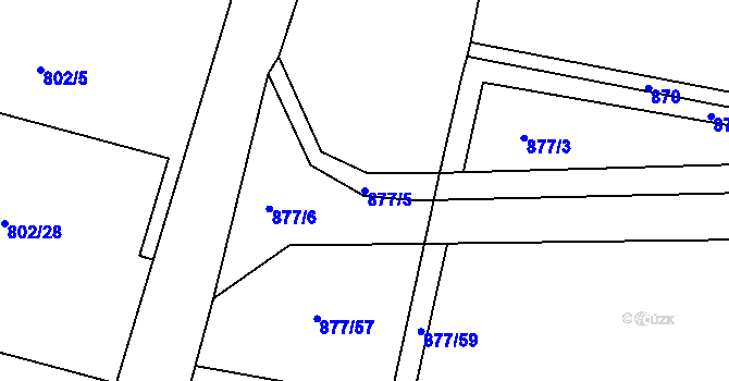 Parcela st. 877/5 v KÚ Jehnědí, Katastrální mapa