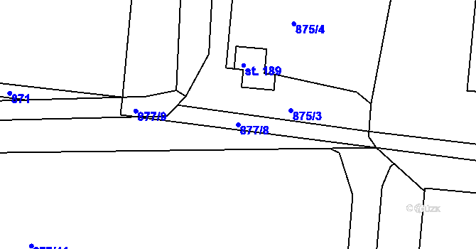 Parcela st. 877/8 v KÚ Jehnědí, Katastrální mapa
