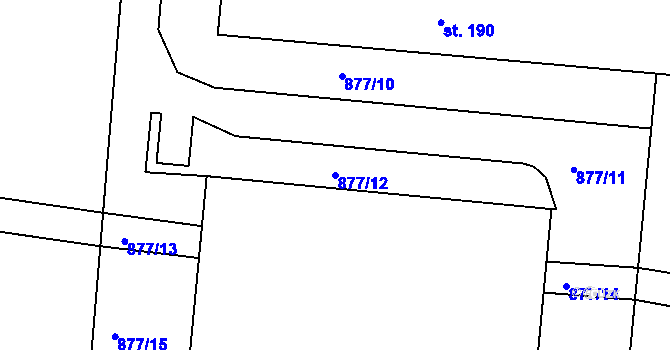 Parcela st. 877/12 v KÚ Jehnědí, Katastrální mapa