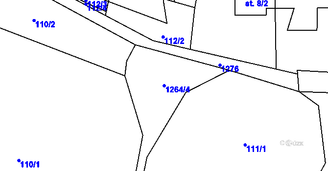 Parcela st. 1264/4 v KÚ Jehnědí, Katastrální mapa