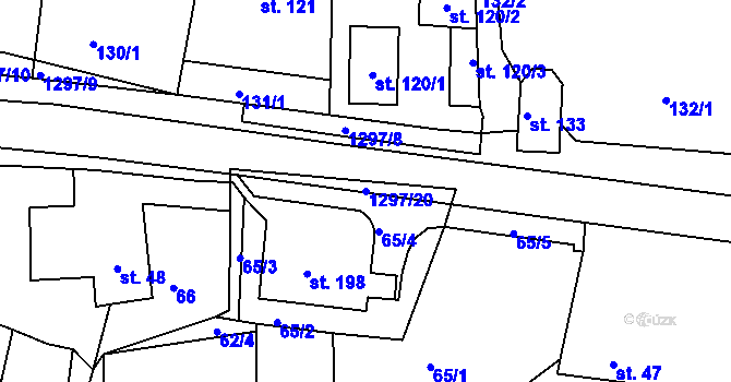Parcela st. 1297/20 v KÚ Jehnědí, Katastrální mapa