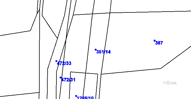 Parcela st. 351/14 v KÚ Jehnědí, Katastrální mapa